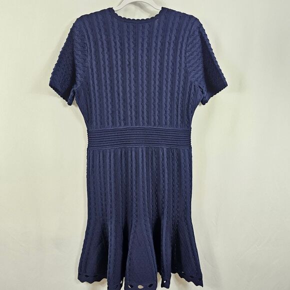 Shoshanna Janice Textured Knit Dress in Navy Blue - Size L - Picture 7 of 10
